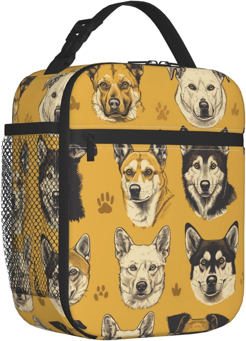 Dog Lunch Box for Kids Aldults, Vintage Pet Reusable Thermal Insulation Cooler Tote Bags, Hand Drawn Animal Puppy Paw Print Insulated Bag for Student, School Picnic Camping Travel, Gifts - Image 2