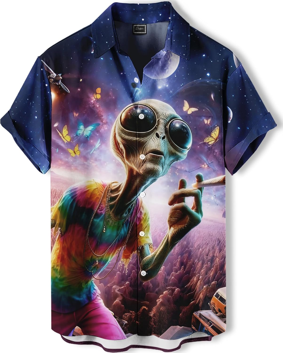 Men's Hawaiian Button Down Shirt, Funny Donkey Print, Short Sleeve Casual Beach Wear