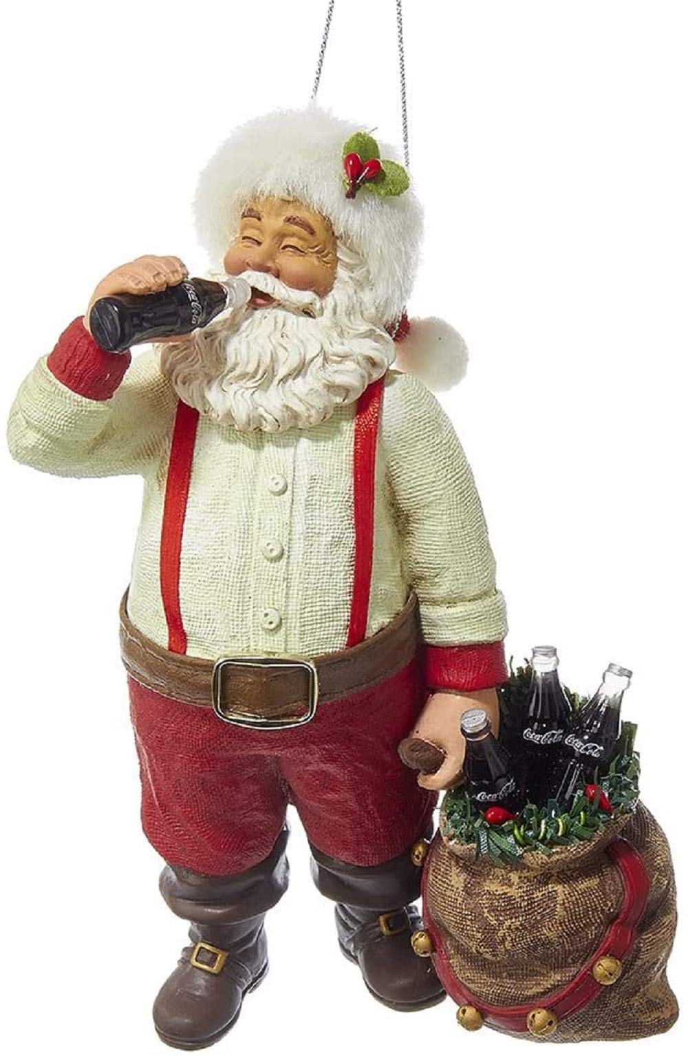 Kurt Adler CC9162 Santa Drinking Coke Ornament, 5.5"
