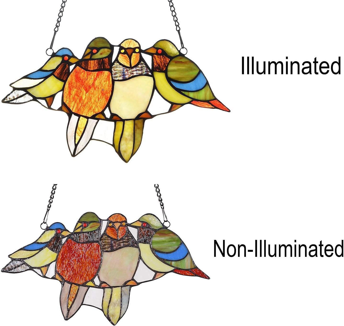 Capulina Mothers Day Birds Gifts Stained Glass Window Hangings Window Panels Tiffany Art Style Handicrafts Suncatcher for Home Window Decor Gifts