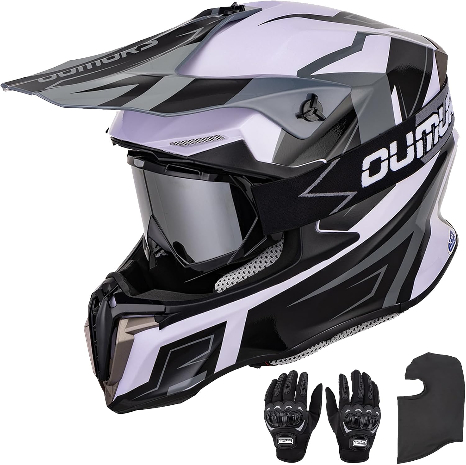 Adult ATV Dirt Bike Helmet with Goggles Gloves