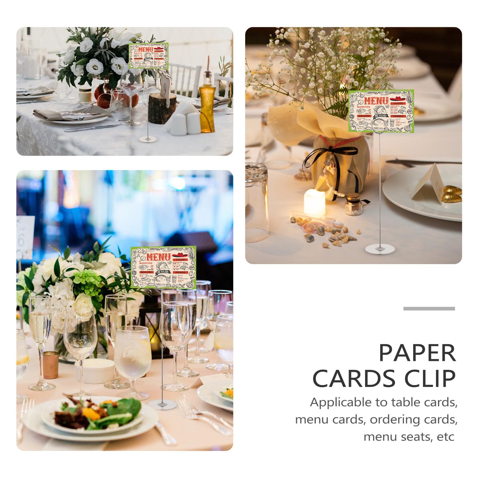 5pièces Porte-Carte INOX pour Mariage Support Numéros de Table Solides et Stables Porte-Cartes de Menu et Siège pour Décoration de Table Mariage
