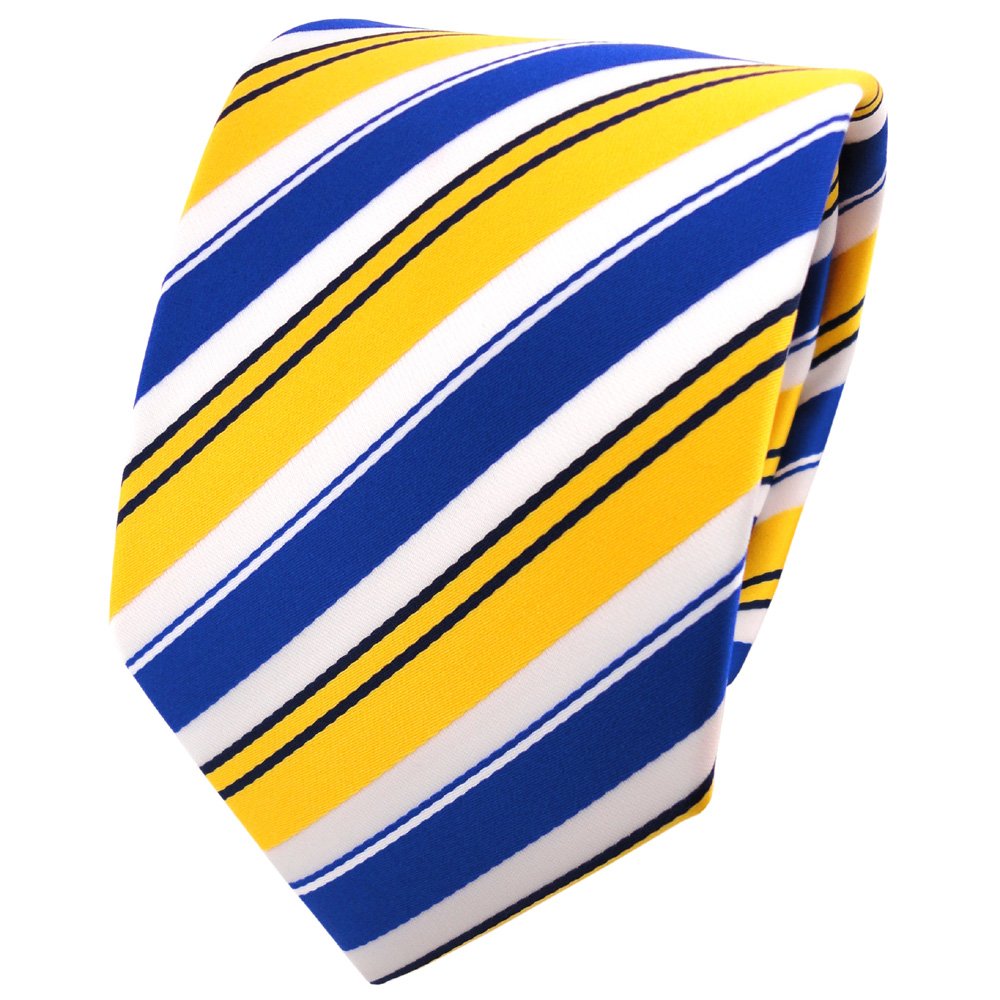 TigerTie tie necktie in yellow blue white black striped