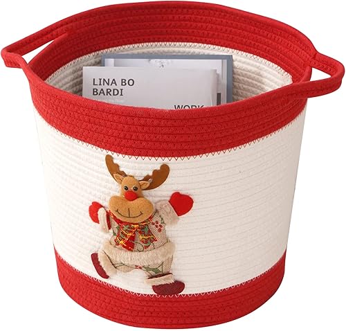 Cesta de almacenamiento de juguetes y ropa de alce, organizador multiusos para decoración navideña y regalos