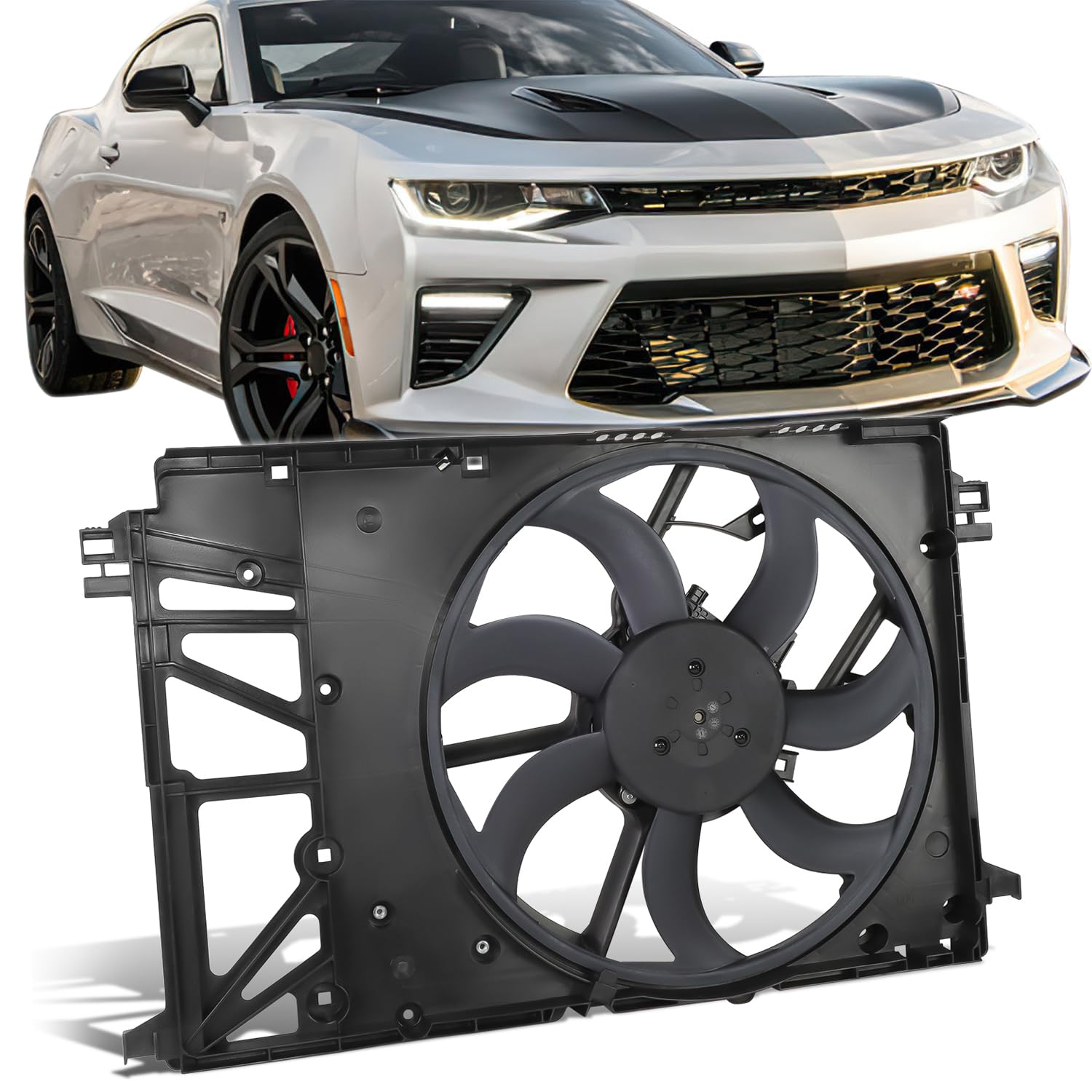 Factory OE Style Radiator Cooling Fan Assembly Compatible with 18-23 Toyota Camry Avalon, Black, Fits 2.5L Hybrid Models