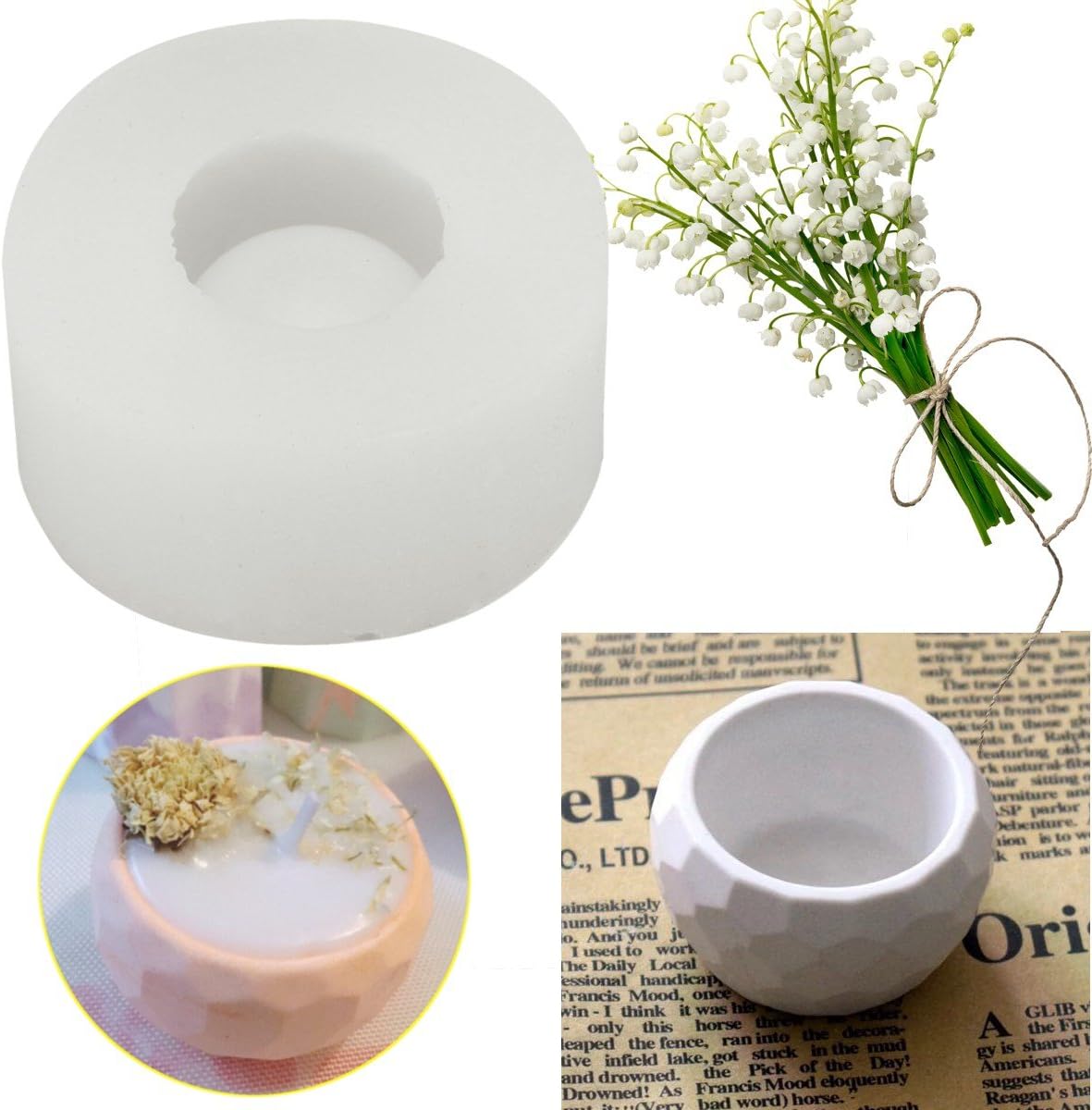 HAPYLY 3D Handmade Silicone Candle Soap Bottle Mold Succulent Planter Flower Pot Silicone Mold DIY Ashtray Candle Holder Mould