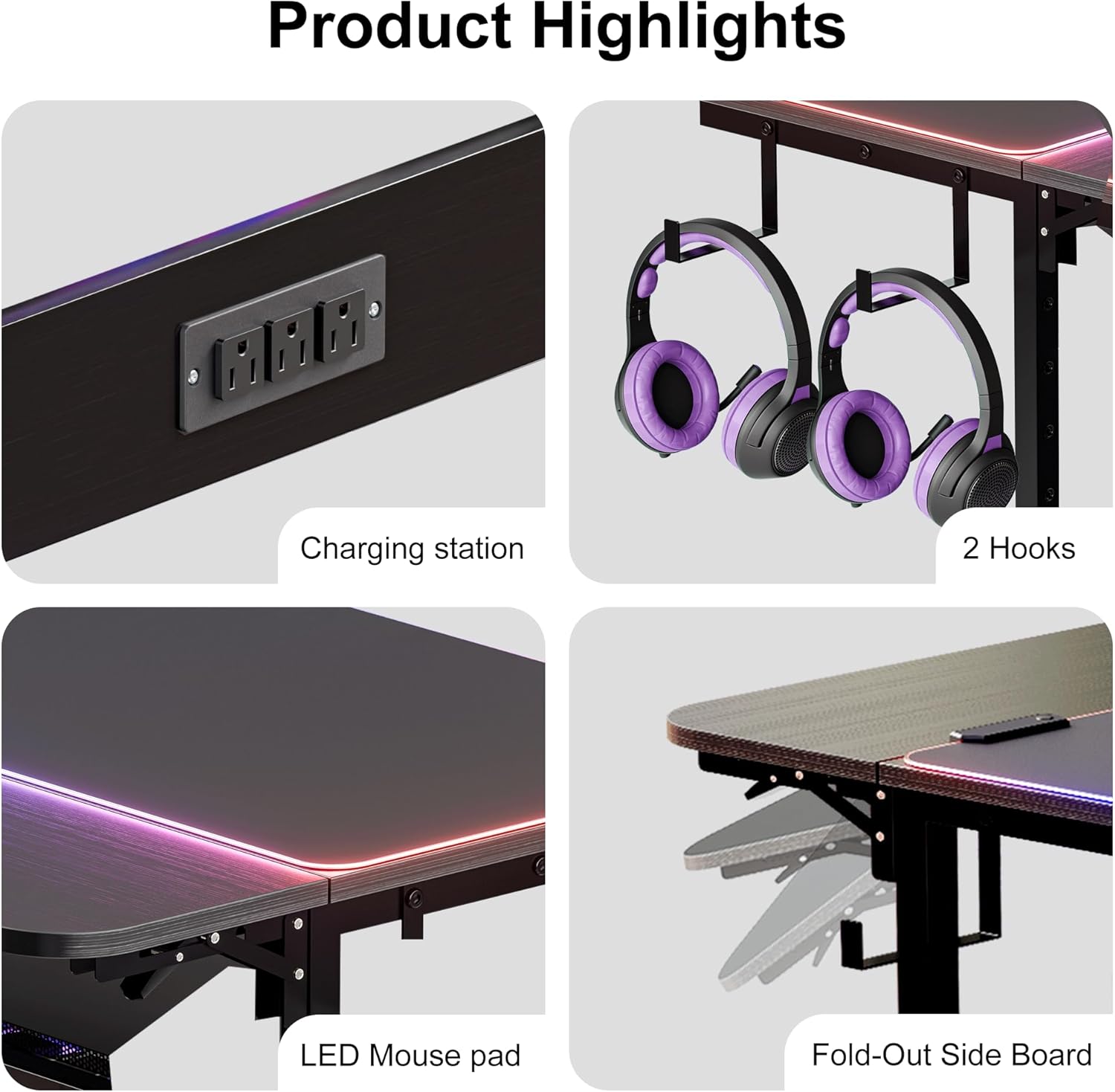 ZIFTY Height Adjustable Large Computer Tower Stand, PC Stand CPU Holder Cart with Charging Station, Folding End Table for ATX Case Printer, Rolling Wheels Mouse Pad for Gaming, Home, Office