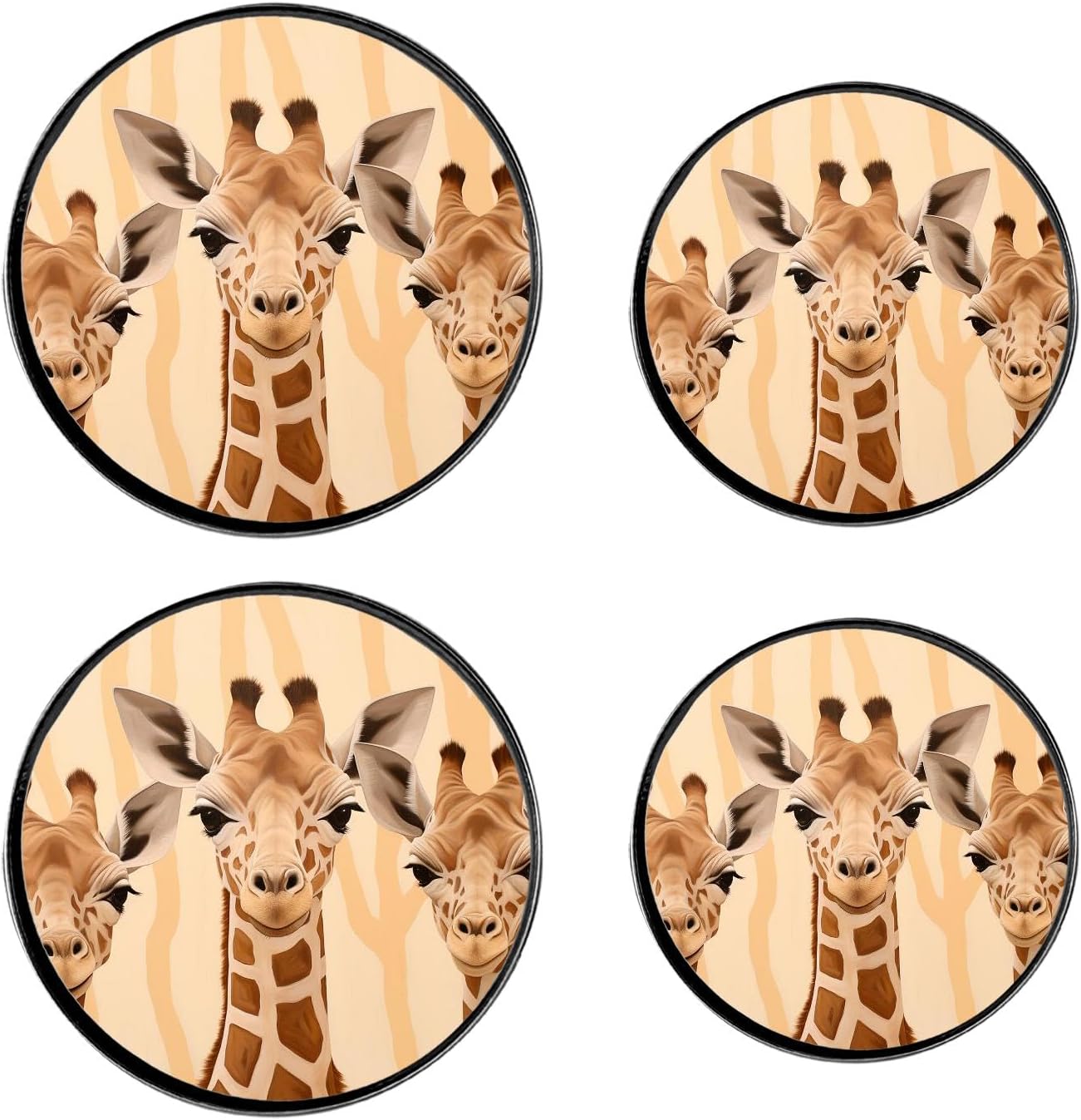 Giraffe Set of 4 Stove Burner Covers - Premium Round Electric Stove Range Protectors,8 IN & 10 IN