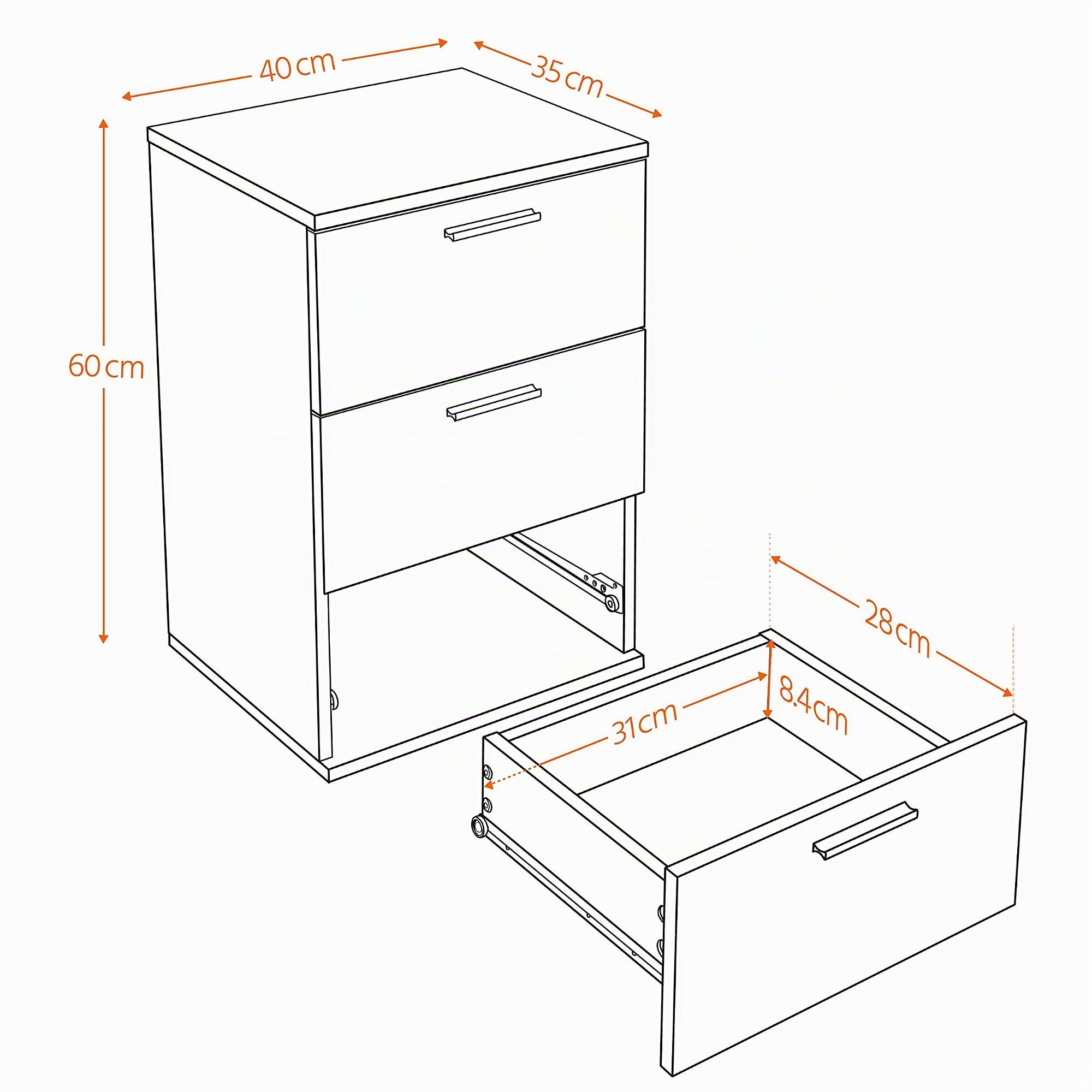Yaheetech Mesita de Noche Negro con Tres Cajones para Dormitorio | Mesilla Auxiliar Moderna para Salón Café Cama Sofá Minimalista Mesa de Noche 40x35x60 cm