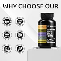 Vista 5 de ACAPPELLA Ashwagandha Suplementos con GABA Suplemento 5-HTP L - Cápsulas de teanina y cápsula de L-triptófano - 120