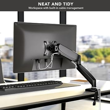 Mount-It! Single Monitor Arm Desk Mount, Gas Spring Monitor Mount, Fits 1332 Screens up to 17.6 lbs, VESA 75x75 & 100x100, Full Motion Tilt Swivel Rotate, C-Clamp & Grommet Base