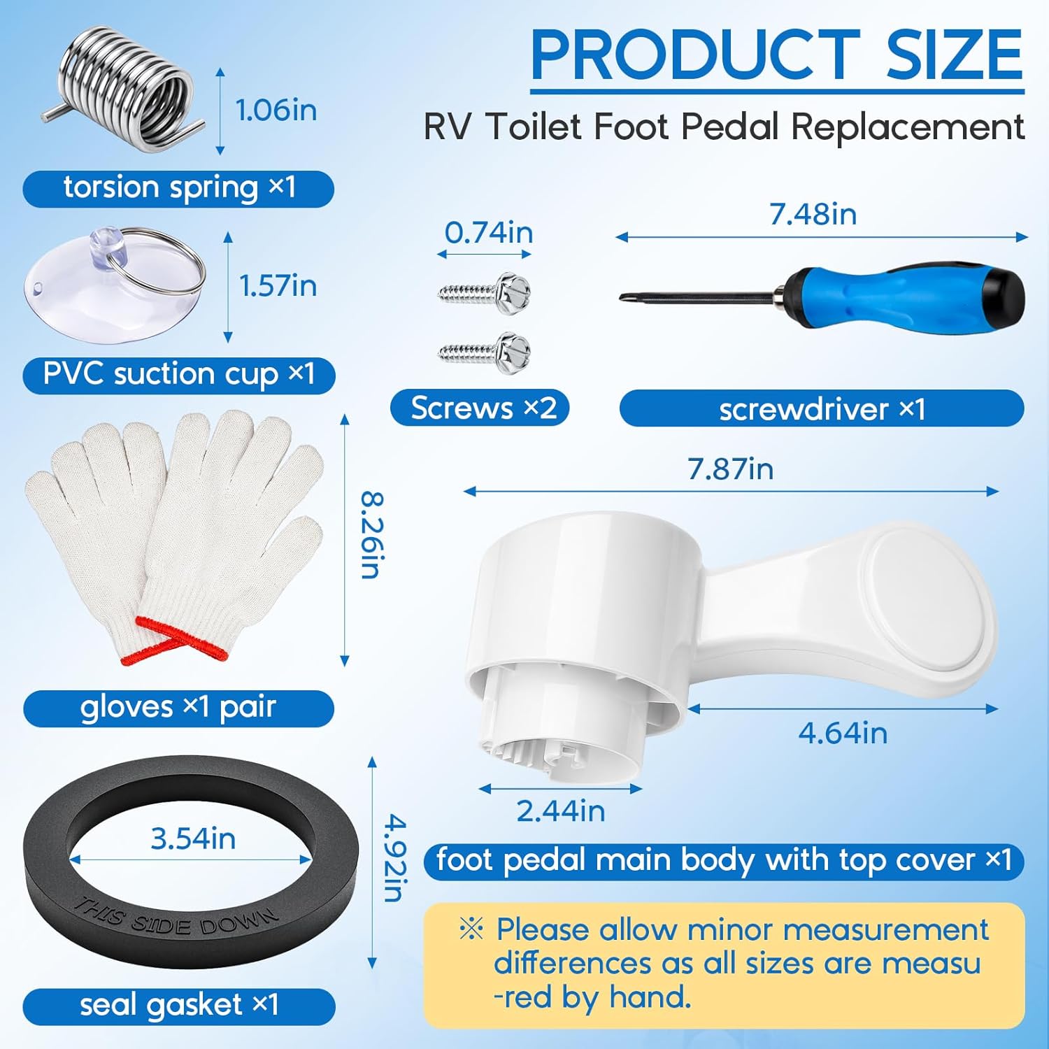 RV Toilet Foot Pedal Replacement Compatible with Dometic 300/310/311/320/321, Durable Flush Pedal Repair Kit with Seal and Installation Tools for Camper and RV Toilets