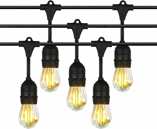 Miniatura 10 de NIOSTA Cadena de luces colgantes para exteriores de 24 pies con 12 bombillas LED regulables, estilo vintage, de grado comercial, resistente a la