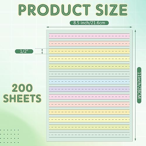 Miniatura 2 de 200 hojas de papel de escritura a mano de línea elevada, papel de escritura táctil de color de 8.5 x 11 pulgadas con espacio de 0.5 pulgadas,