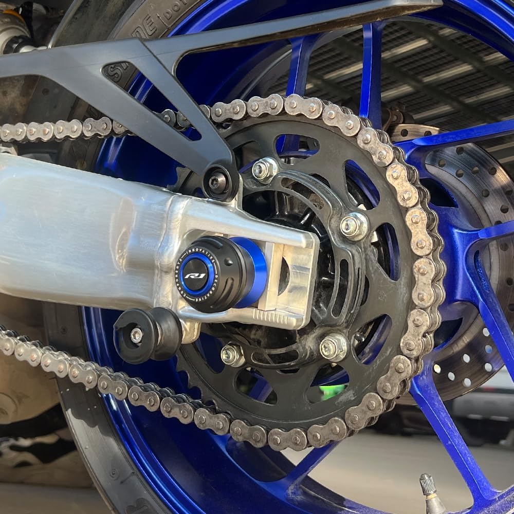 Motorcycle Rear Wheel Axle Fork Slider Crash Protector Compatible With Y.amaha YZF R1 2015-2020 2021 2022 2023 2024 2025 | YZF-R1 YZFR1 Accessories (blue)