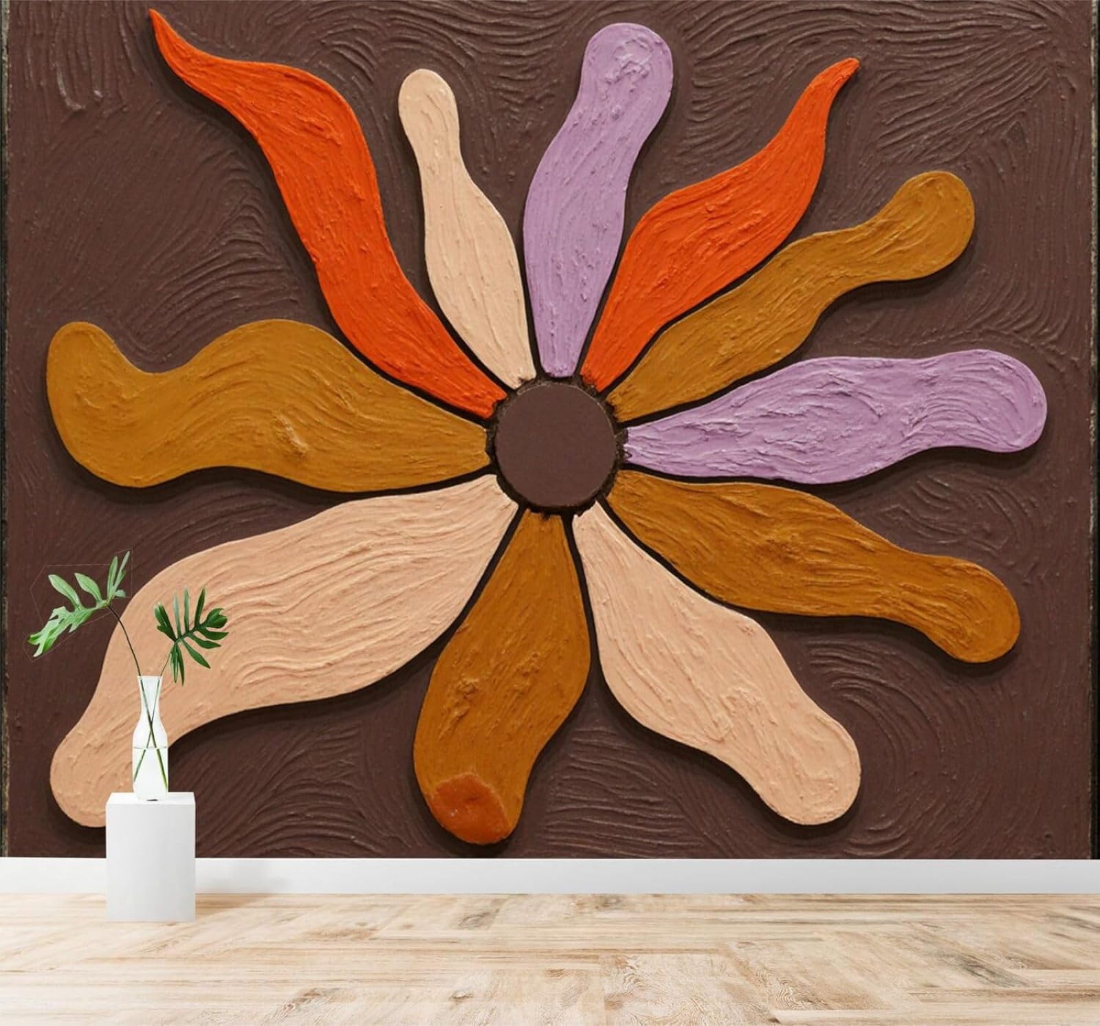 XLMING Abstract Colourful Flowers Petals Creative Unique 3D Wallpaper Premium Textured Silk Study Dining Living Room Bedroom Sofa TV Wall Easy Install-300cm×210cm