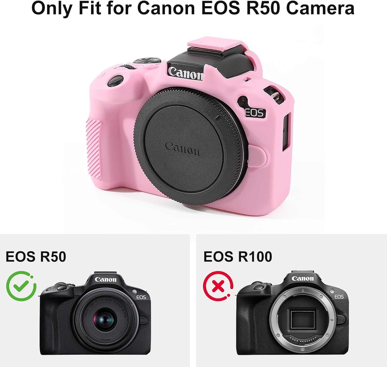 Silicone Case for Canon EOS R50 Camera Case with Wrist Strap (Pink) image 2