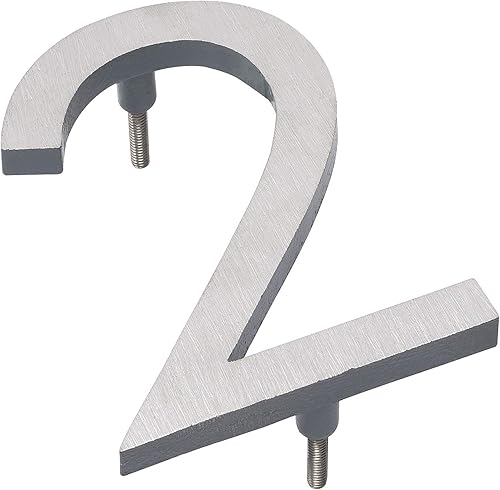Montague Metal Products MHN-04-F-GY2-2 Números de casa de dirección flotantes modernos de aluminio cepillado sólido, 4 pulgadas, níquel satinado con