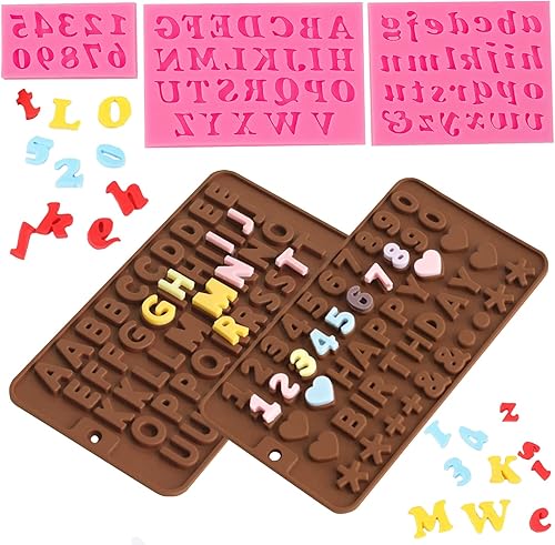 Miniatura 1 de 4 moldes de silicona para chocolate, moldes de silicona para letras y moldes de chocolate con números con símbolos de decoración de pasteles de