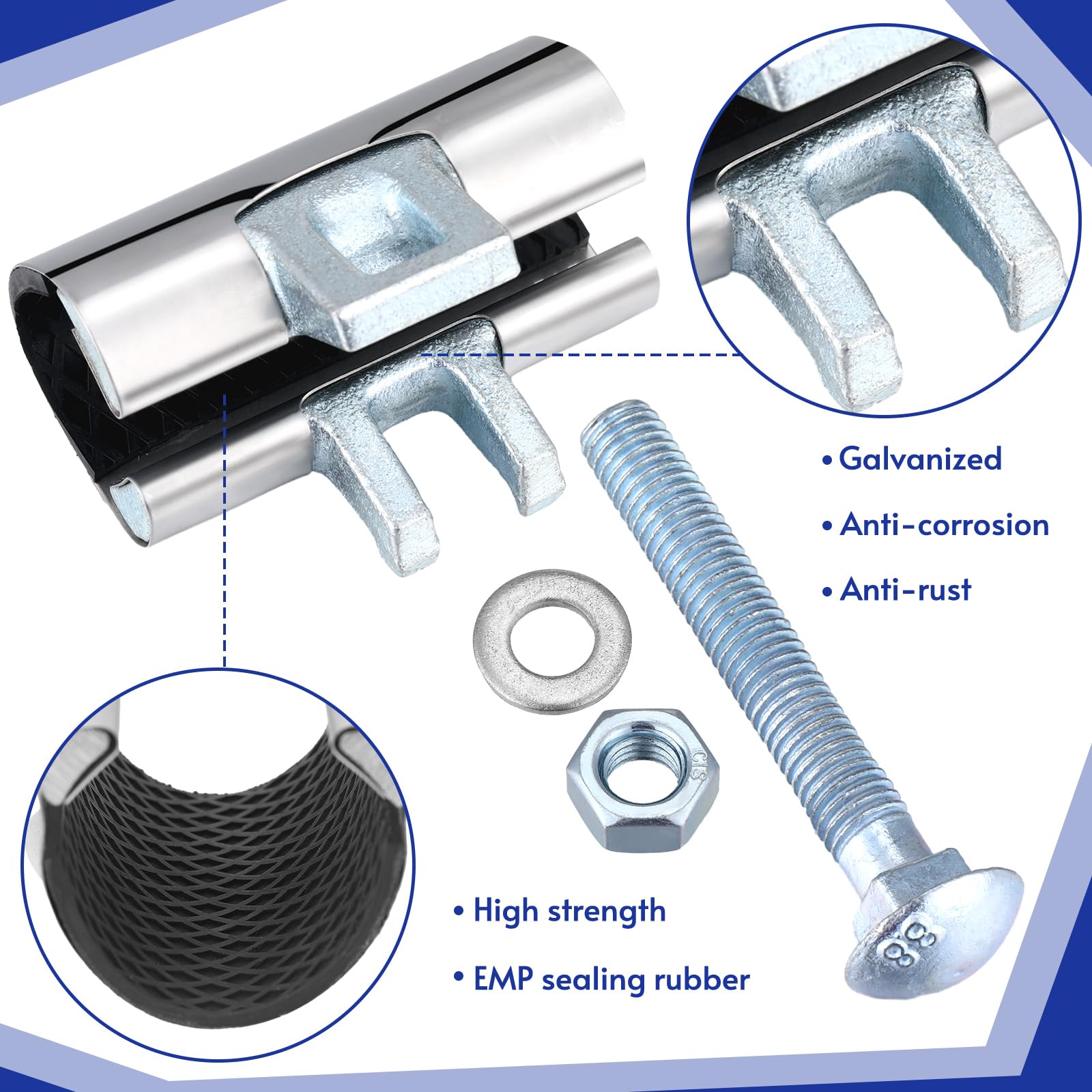Tandefio Abrazadera de reparación de tuberías IPS, 3 pulgadas de longitud, abrazadera de tubo de acero inoxidable 304 para parches y reparación de tuberías con fugas, adecuada para tubos de cobre,