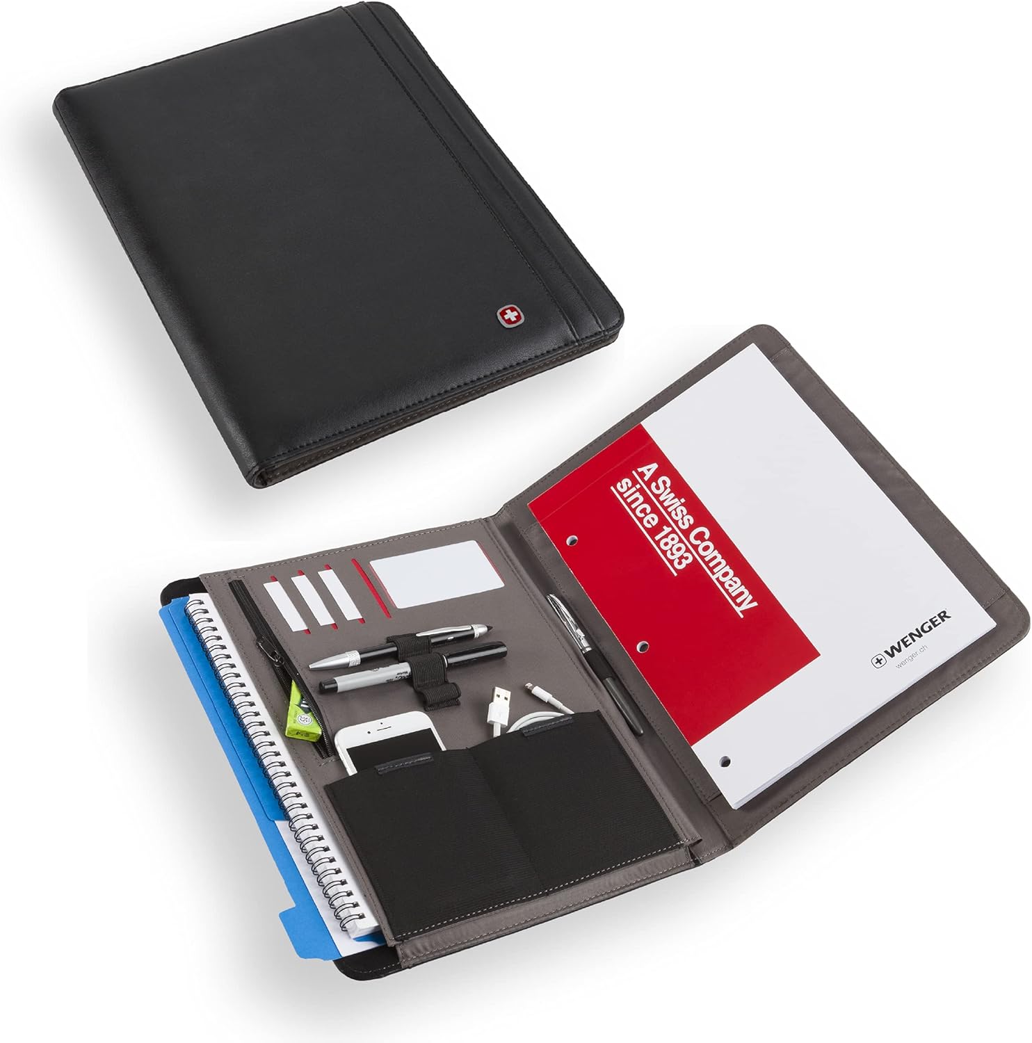 Wenger Merit Padfolio, Padded Document Organizer, Black
