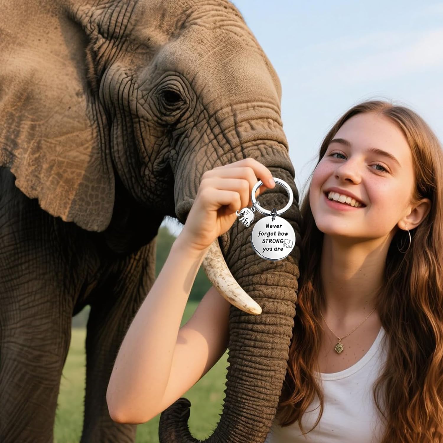 Elephant Gifts for Women - 5Pcs Animal Lovers Birthday Gift Set,Elephant Tote,Makeup Bag,Keychain,Bracelet, Christmas Valentines Wedding Present - Image 7