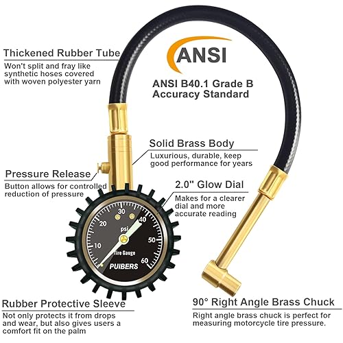 Miniatura 4 de Medidor de presión de neumáticos digital para automóviles de 200 PSI, medidores de neumáticos Puibers para presión de neumáticos digitales con