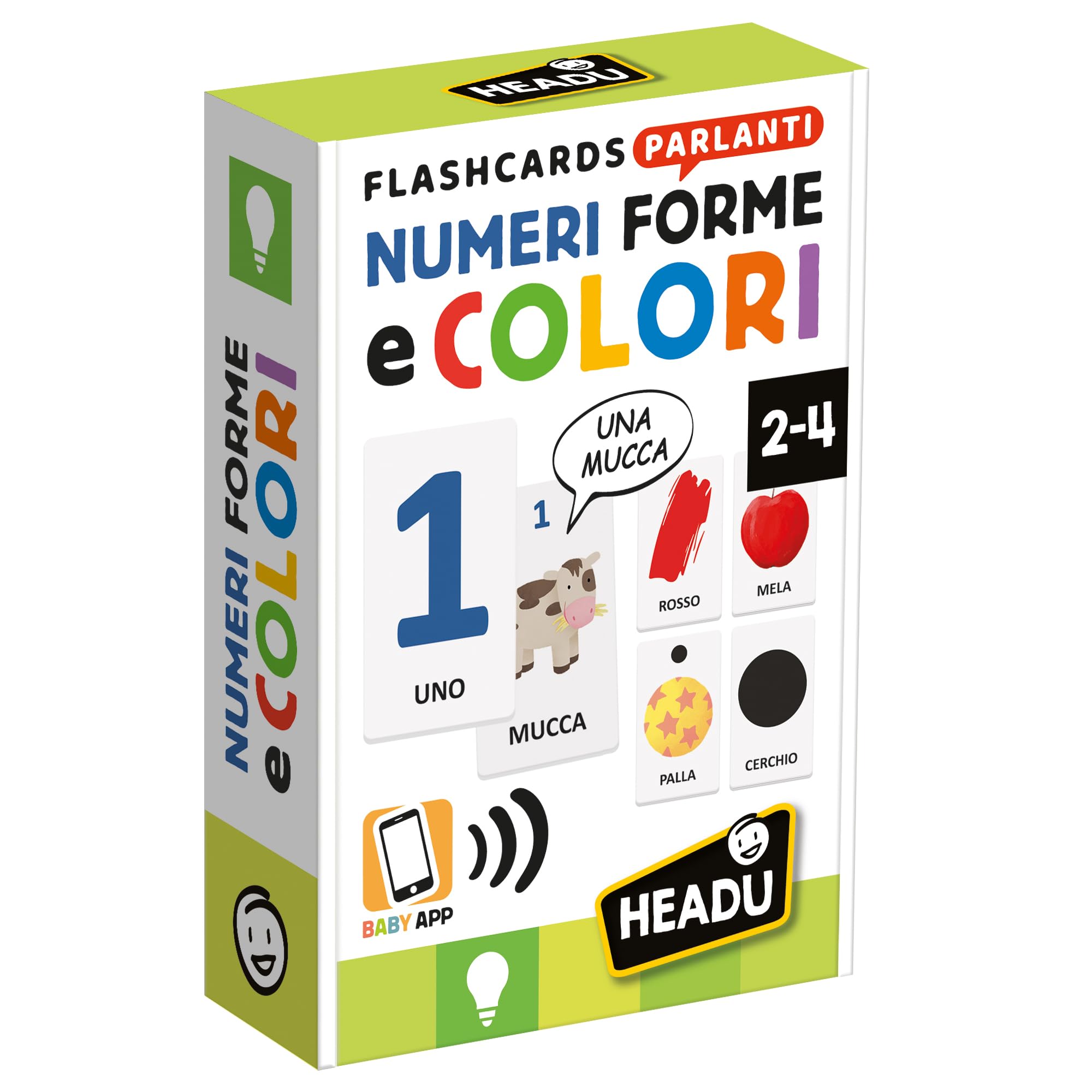 HEADU - Flashcards Parlanti Numeri, Forme e Colori, Sviluppa la Logica dei più Piccoli, Gioco Educativo Bambini 2 3 4 anni, Idea Regalo Bambino Bambina, Regalo Natale Pasqua Compleanno, Made in Italy