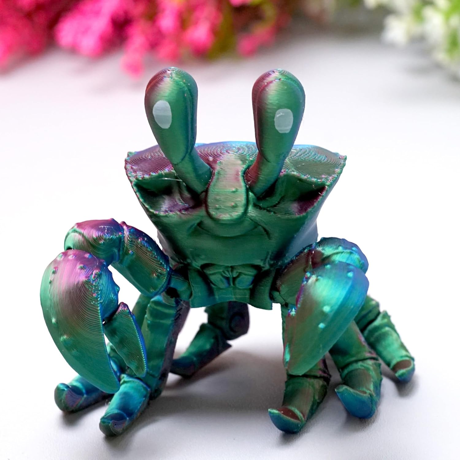 3D Printed Crab Model,Flexible Realistic Articulated Animal Fidget Toys,Mystery Figurines Gifts for Easter,Executive Desk Funny Décor and Festival Collectible,Easter Basket Stuffers (RGB)