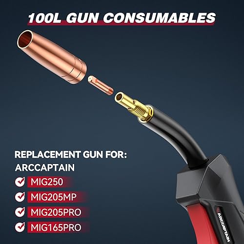 Miniatura 9 de ARCCAPTAIN Antorcha de soldadura MIG 180Amp MB15 15AK Stinger de 10 pies (9.8 ft) de repuesto para antorcha MB15 MIG, conexión Euro