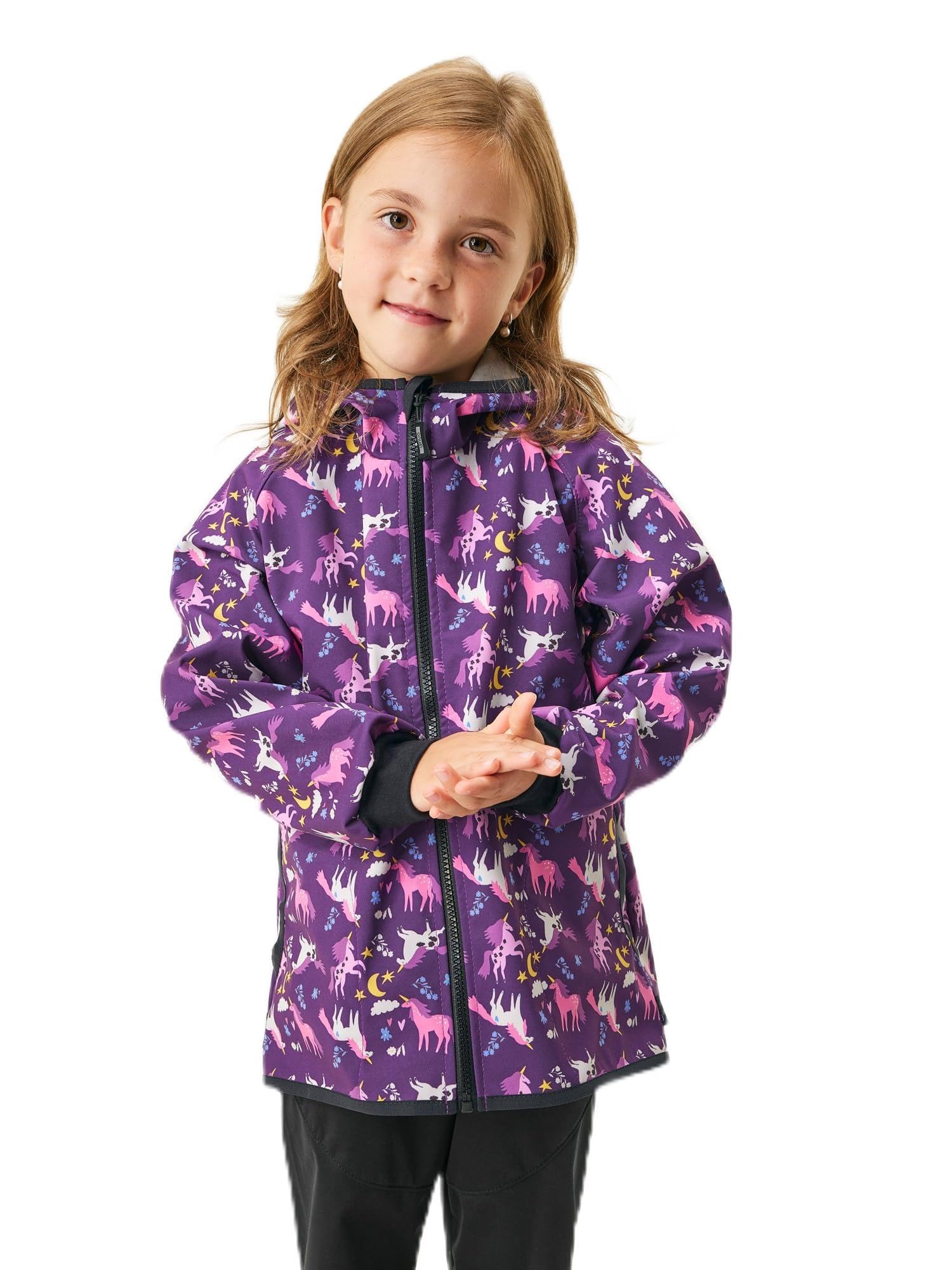 Basic Kinder Softshelljacke mit Fleece, Warme Übergangsjacke für Jungen und Mädchen, Wasserabweisend