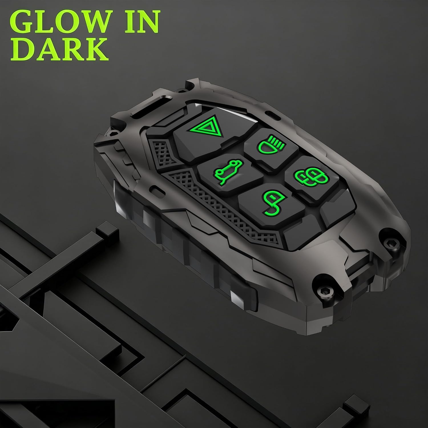 Heavy Key Fob Cover for Land Rover Range Rover Sport Evoque LR4 LR2 Jaguar XJ XF XK F-Type F-PACE XE 2012 2013 2014 2015 2016 2017 2018 Zinc Alloy Car Key Case Protector with Keychain (Black)