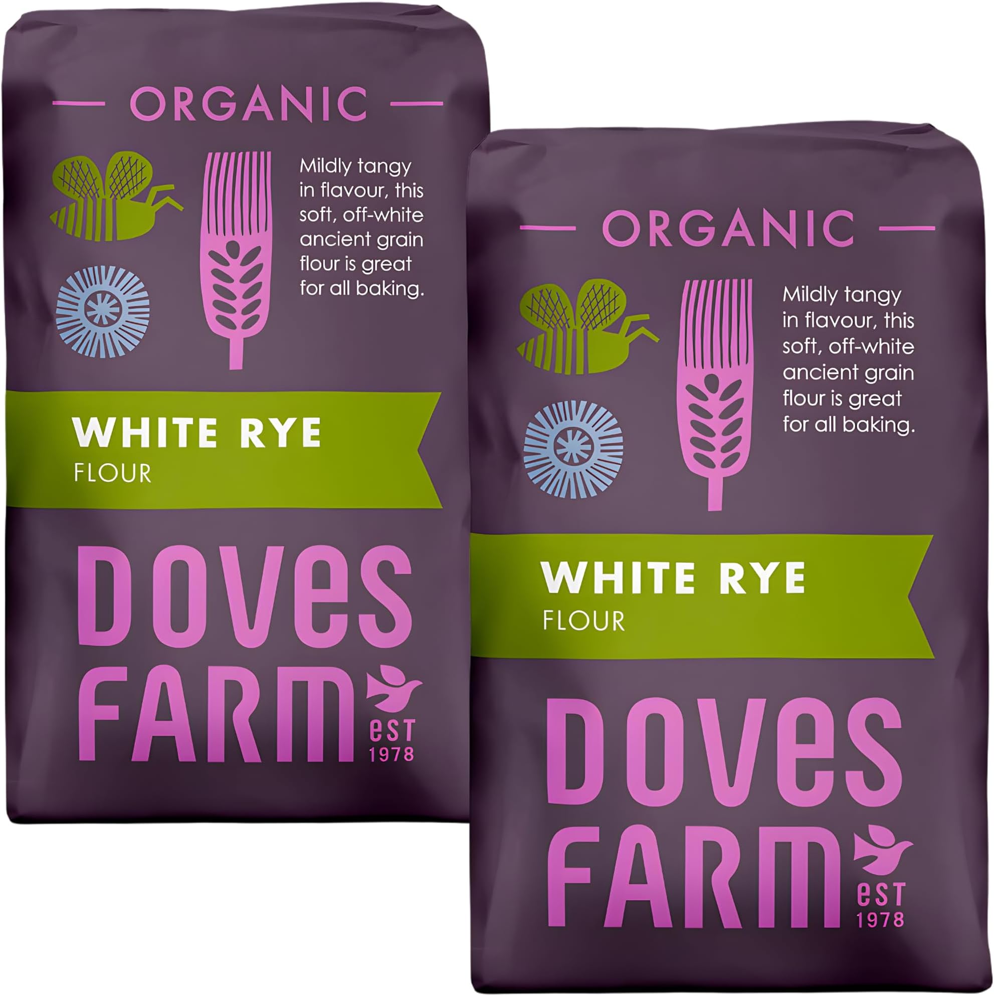 Organic White Rye Flour 1kg - Pack of 2
