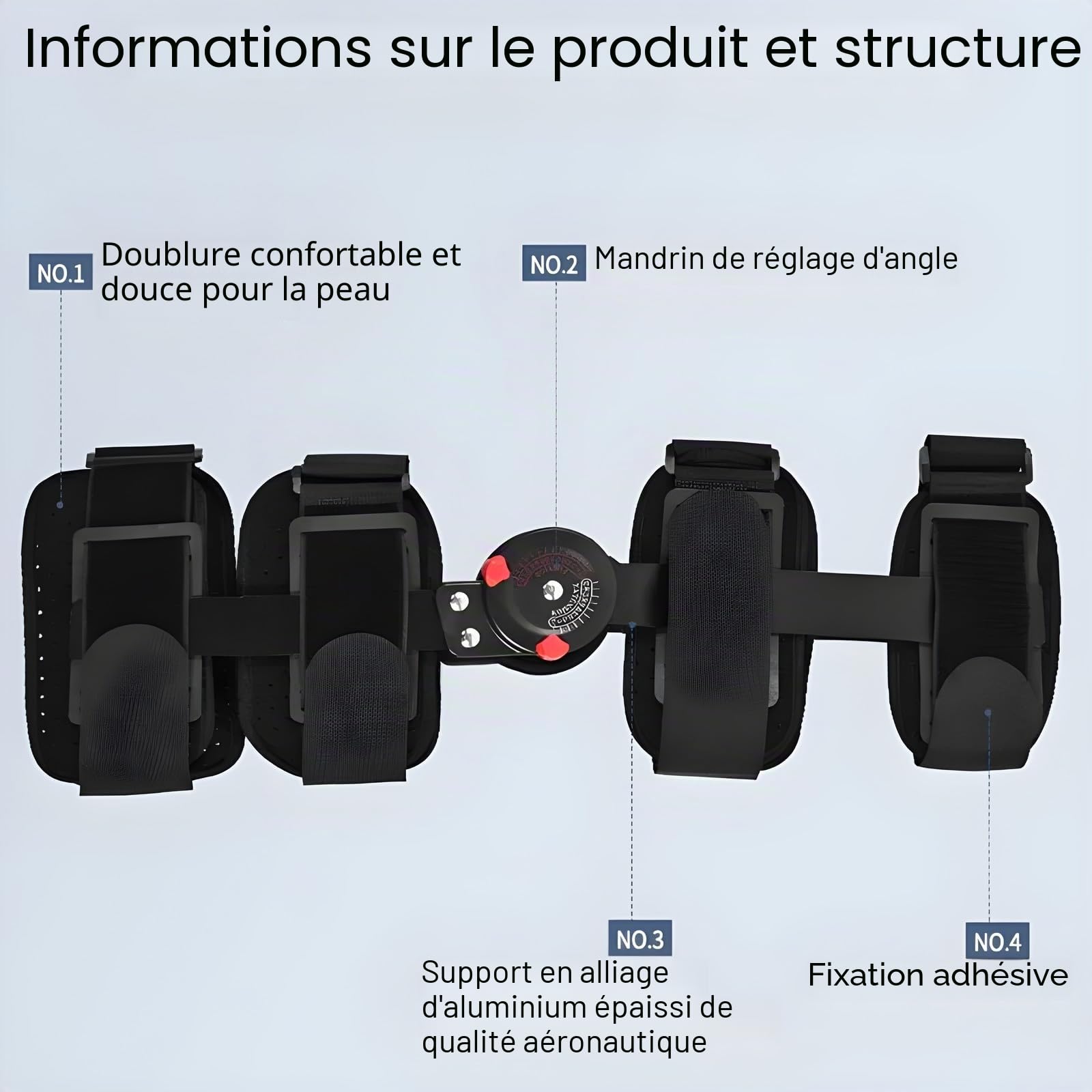 Orthèse de Genou,Support orthopédique réglable à charnière pour genouillère, Protection Post-opératoire pour genouillère, orthèse osseuse et ligamentaire,Left Side