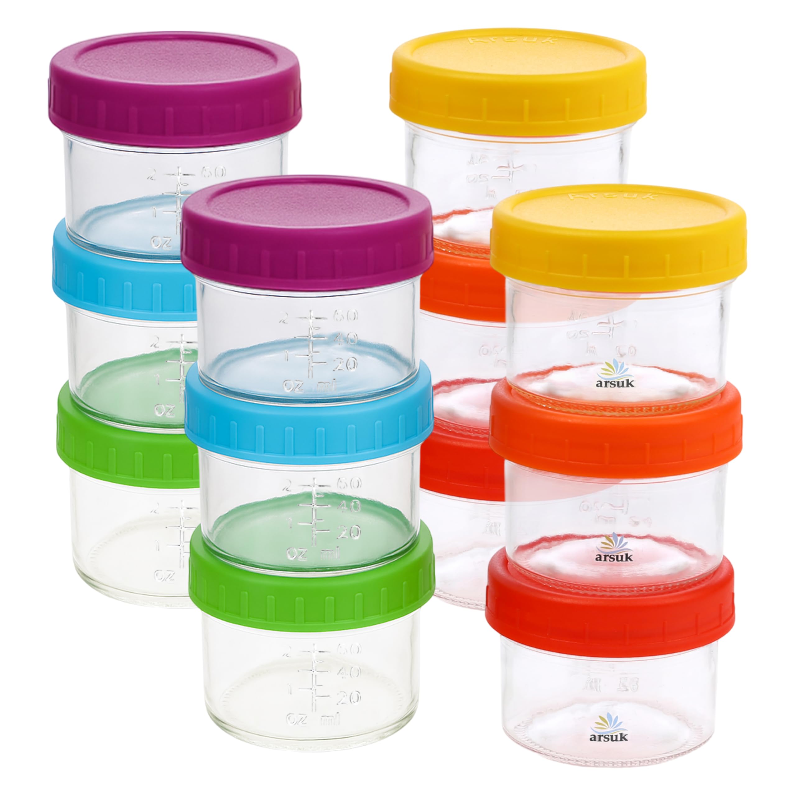 ARSUK 4 OZ Small Glass Containers with Lids