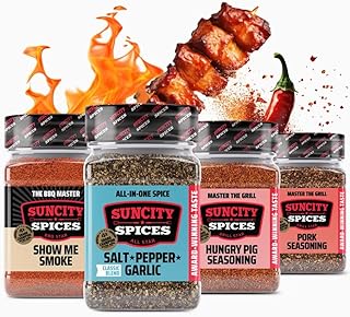 SunCity BBQ Rub Best of Pork Set 4x250g - Grillgewürze für Pulled Pork, Schweinebraten, Koteletts & mehr - Preisgekrönt bei internationalen Meisterschaften - Grill Geschenke für Männer