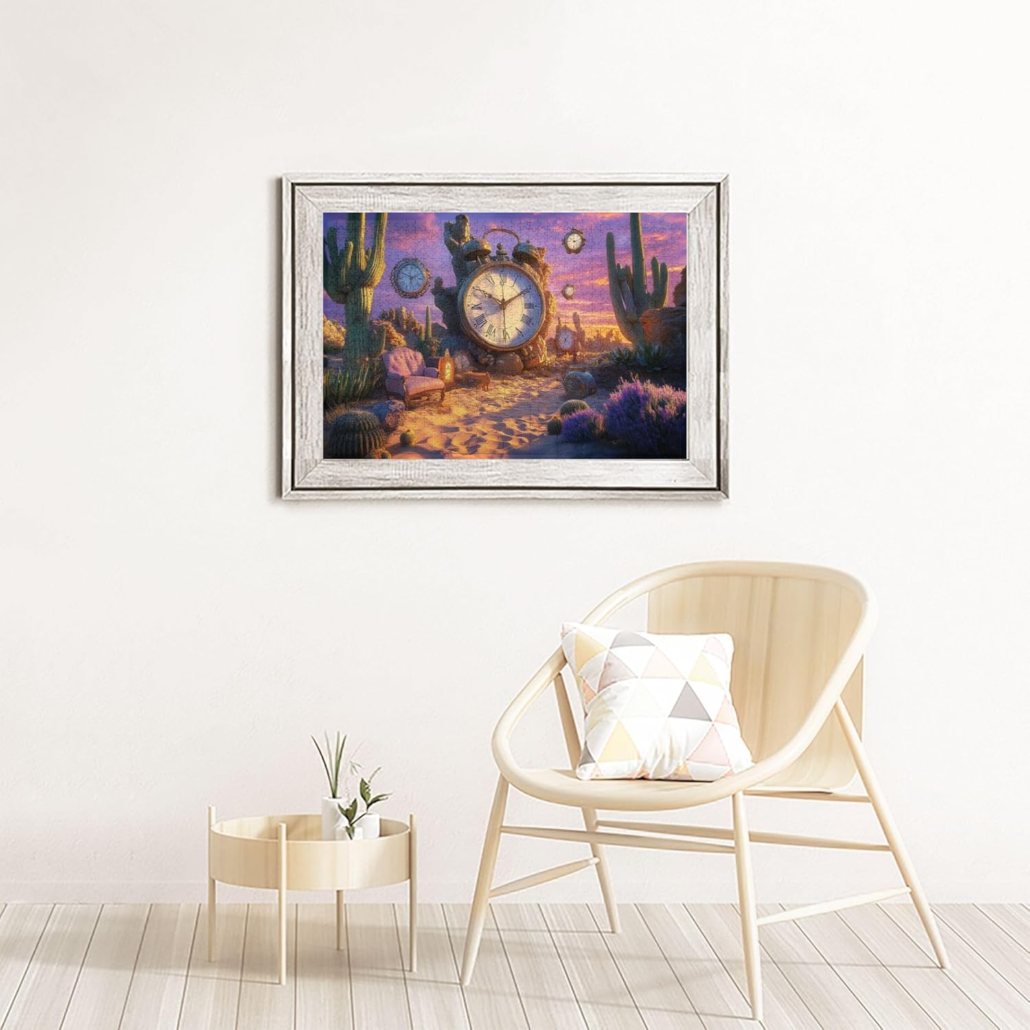 Surrealist Puzzle Artwork, Puzzles for Adults 1000 Pieces, Clock and Desert, Adult Wooden Jigsaw Puzzle, Puzzle Gift for Surrealist Art Lovers, Ideal for Relaxation and Family Fun
