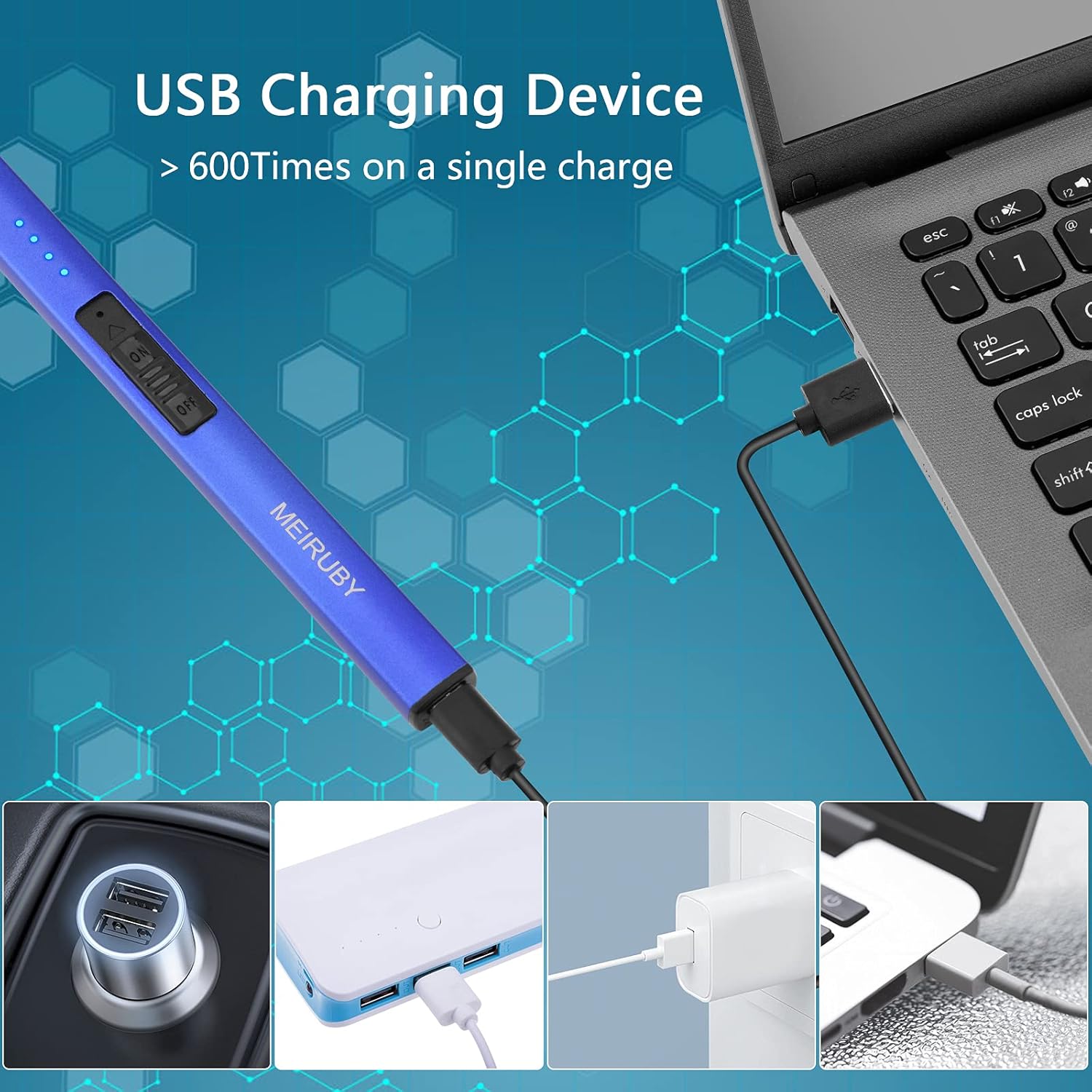 MEIRUBY Electric Candle Lighter, Christmas Stocking Stuffers Gifts for Women Mom Men Wife Sister, USB Arc Rechargeable Windproof Long Lighter for Candle BBQ Housewarming Birthday Gifts Idals