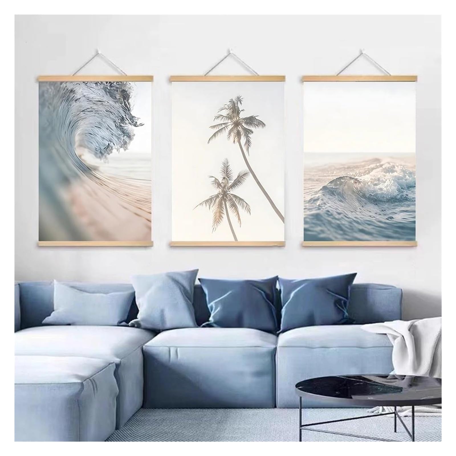 Tableau déco nature palmiers pastel pour un salon lumineux et apaisant 30x40cm