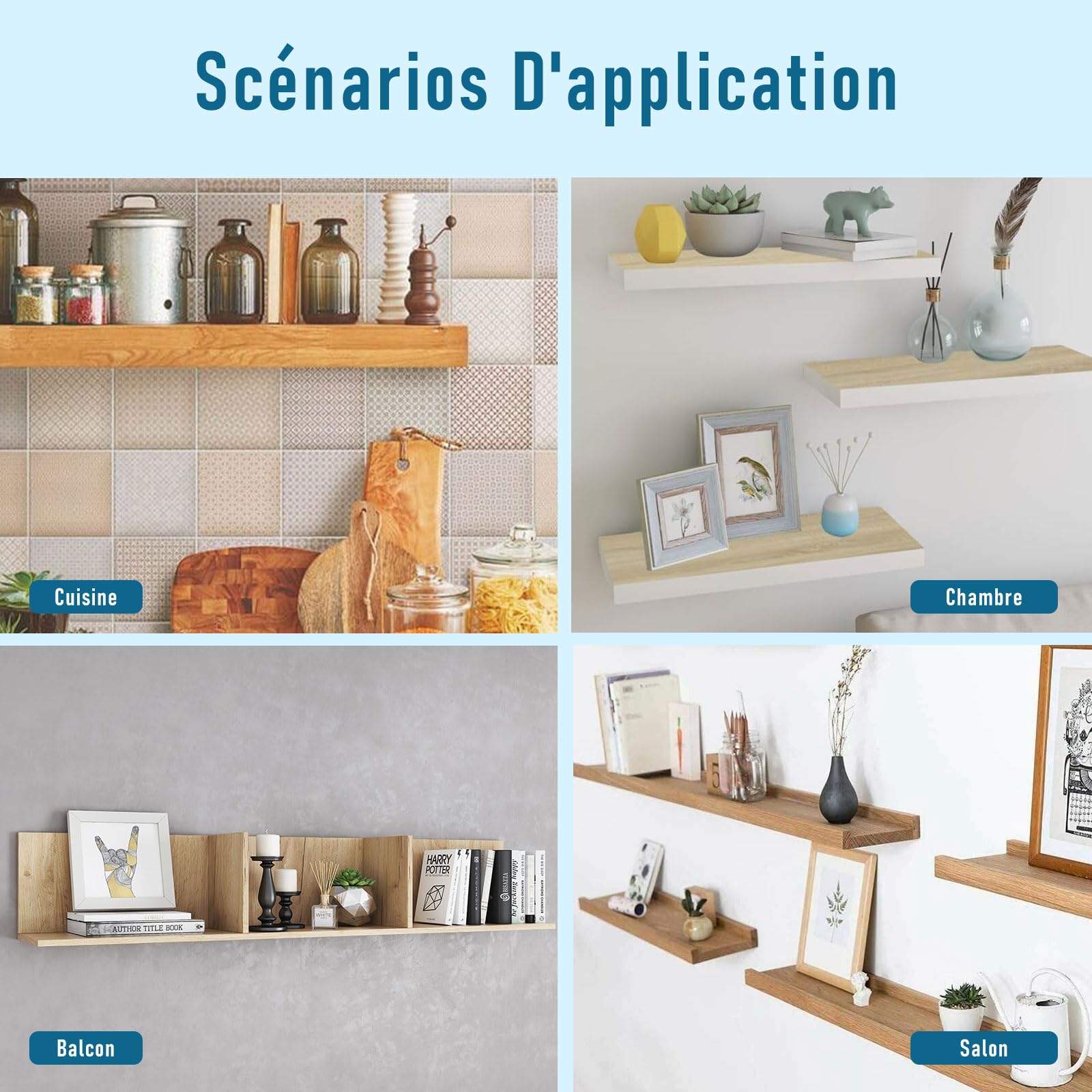 6 Pièces Equerre Etagere Murale, Equerre Etagere Murale Métal en Fer | 5 mm D'épaisseur, Supports D'étagère En Bois pour Étagères Ouvertes de Bricolage (Noir, 15 cm)