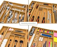 Organizator de tacâmuri pentru sertar budu #47 (adâncime 47 cm) din bambus, organizator de sertar extensibil și reglabil, compartiment pentru sertarul de bucătărie 5