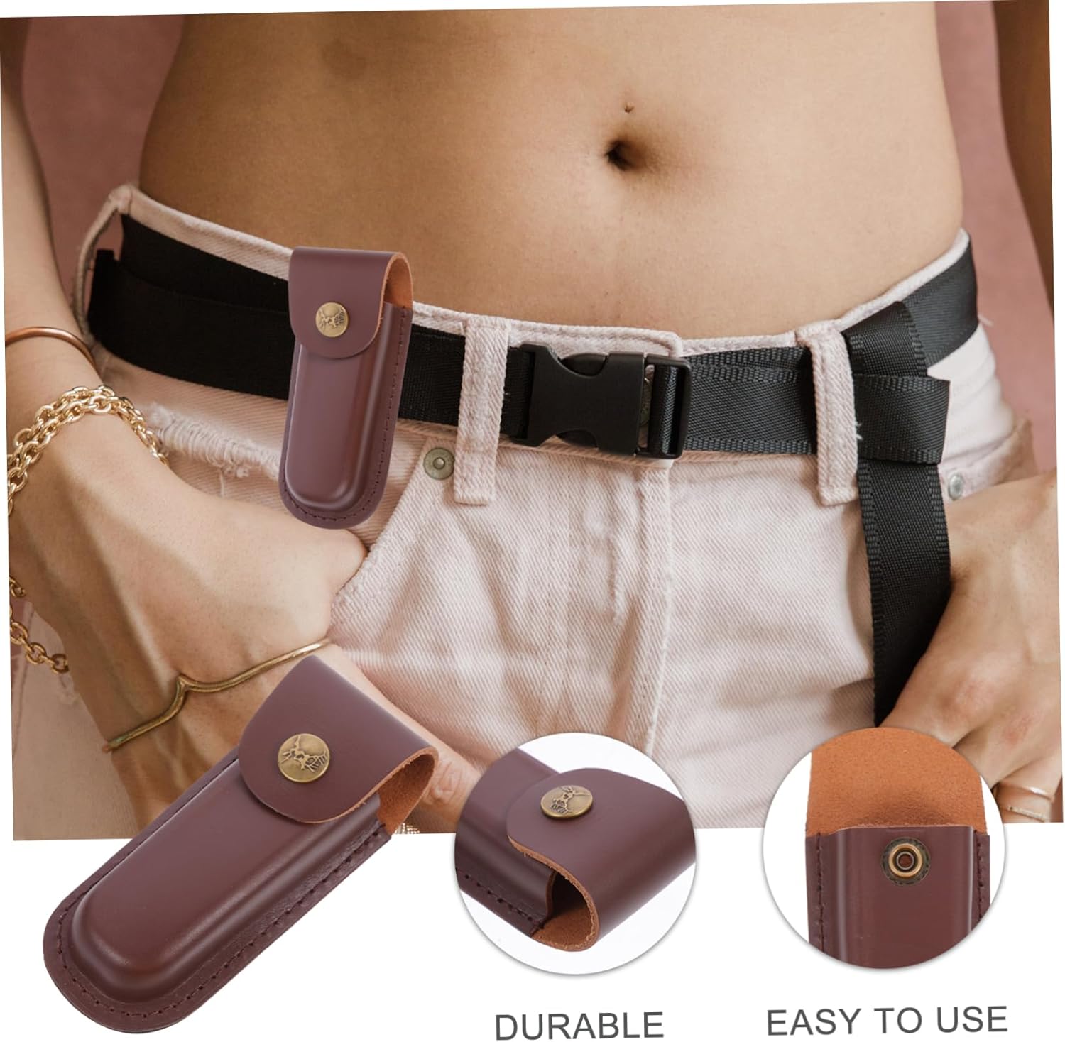 DOITOOL Cowhide Leather Sheath with Waist Belt Cutter Cover Compact Protective Sleeve for Utility Durable Tool Holster for Outdoor Camping and Everyday Use