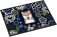 Vista 244 de Caroline's Treasures BB1449JMAT - Tapete de bienvenida de carlino negro, 24 x 36 pulgadas, tapete azul para puerta delantera, para interiores