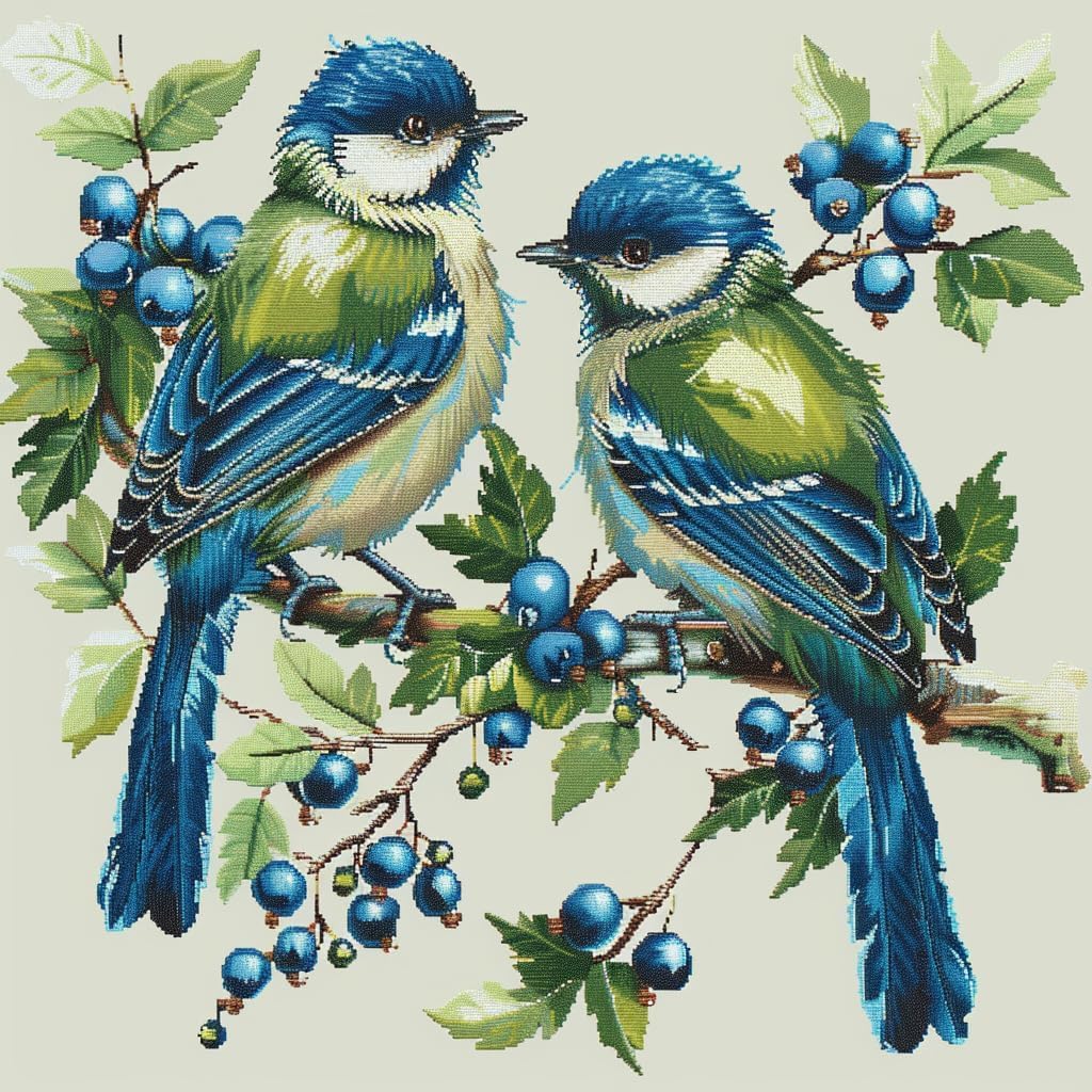 NAHUIGOOD Cross Stitch Kit，– 11Ct Stamped Embroidery Set for Adults & Beginners, Needlepoint Pattern, DIY Art for Home Decor & Gifts Bluebird11Ct50X70Cm