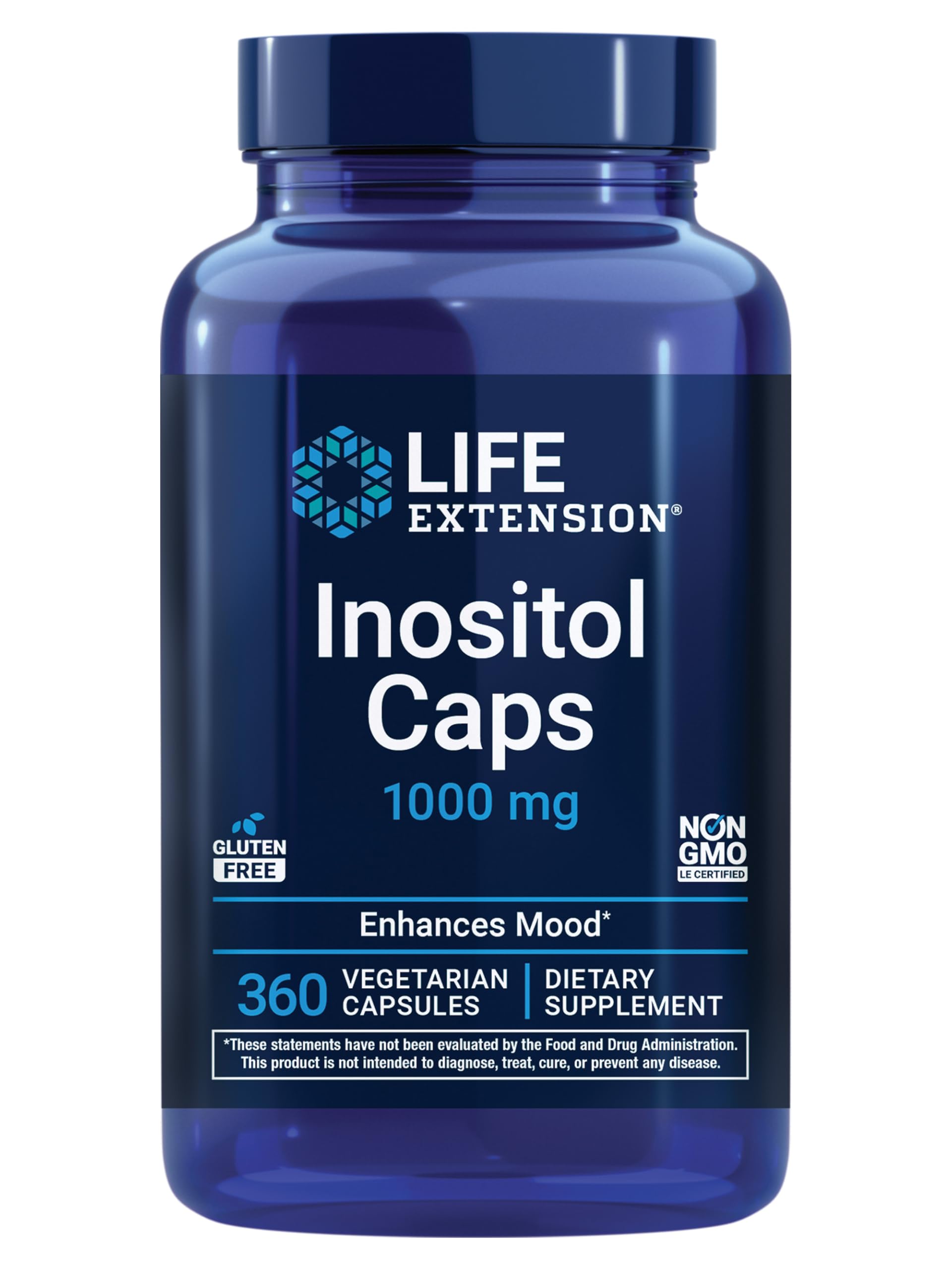 Inositol Caps β 1000 mg - Gluten-Free, Non-GMO, Vegetarian - 360 Vegetarian Capsules