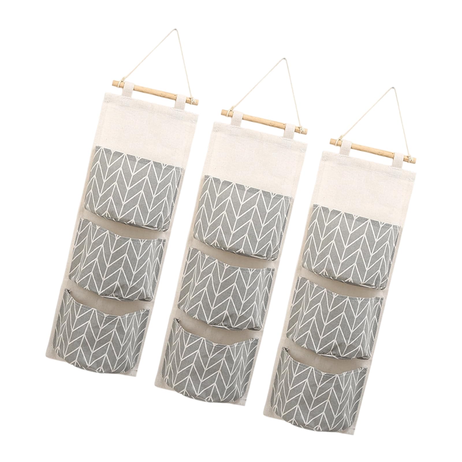 Kangnice Launderable Triplicate Compartment Wall Storage for Bedroom Kitchen Bathroom Space Efficient Cotton Plan Cotton Hanging Planner