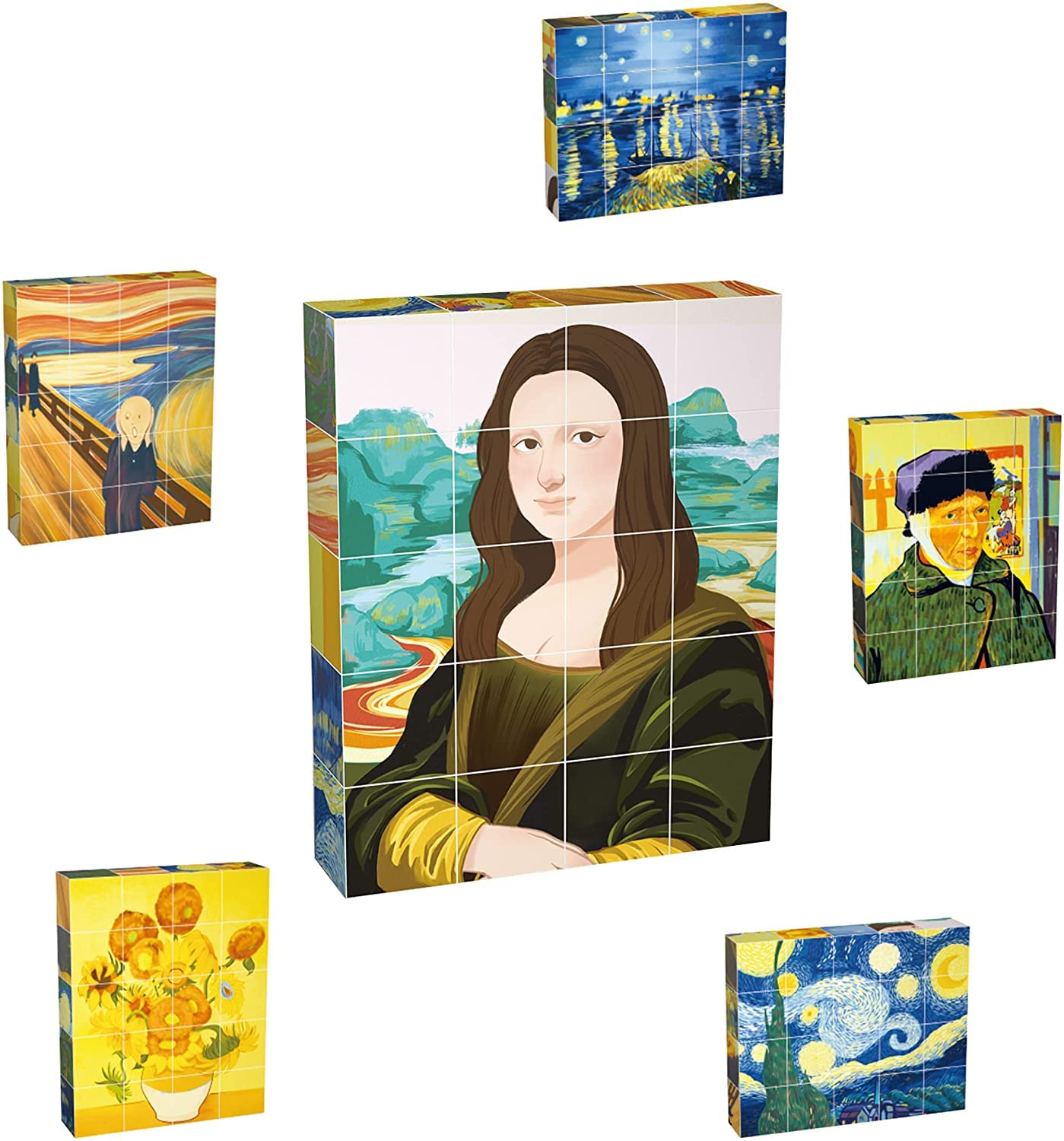 Amazon.com: PicassoTiles 8 Styles Wooden Burr Cube + Popular Art