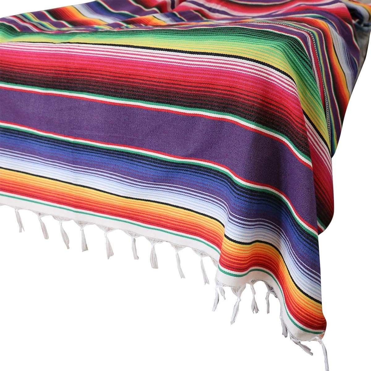 Xplanet 84 X 59 Inch Mexican Serape Blanket Bay Window Blanket, Mexican Tablecloth Serape Tatami Blanket Bed Blanket Table Cover Tapestry Blanket Picnic Mat for Mexican Party Wedding Decorations
