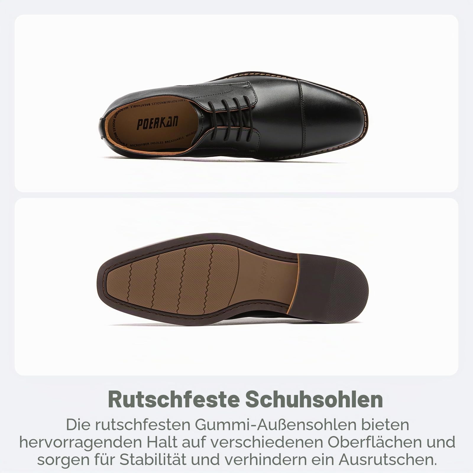 Poerkan Herren Business Schnürschuhe, Hohe Qualität Klassische Oxfords, Komfortable Vielzweckige Schuhe, Schwarz & Braun