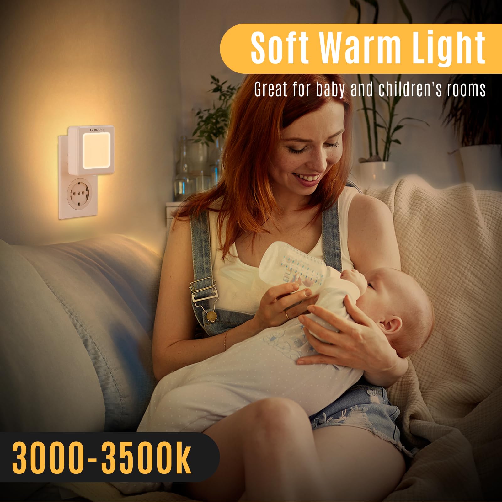 LQWELL® Luce Notturna con Presa Pieghevole con Sensore Crepuscolare, Lampada Notturna con LuminositÀ Regolabile, Luce Automatica con Presa, Luce di Orientamento (Bianco, 3 Pezzi)